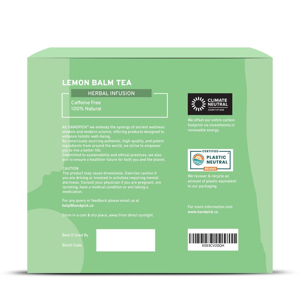 HANDPICK, Peppermint Tea, Eco-Conscious Tea Bags - 100 Count | Caffeine Free, Non-GMO | Minty, Fresh & Cool flavor | Direct From Source