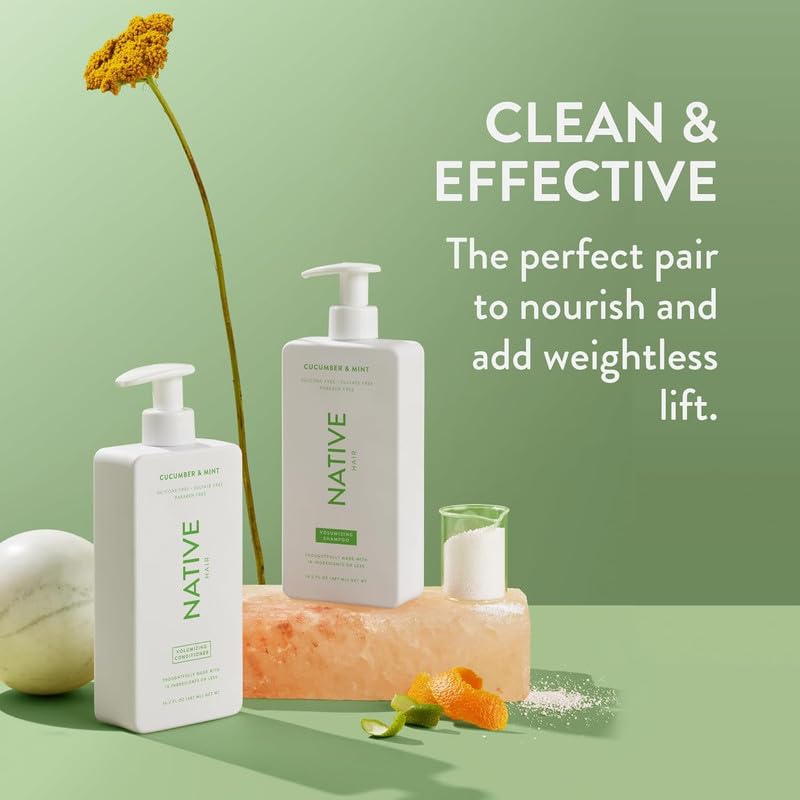 Native Shampoo and Conditioner Set | Sulfate Free, Paraben Free, Dye Free, with Naturally Derived Clean Ingredients| 16.5 oz (Coconut & Vanilla, Moisturizing), 2, 1.3 ounces