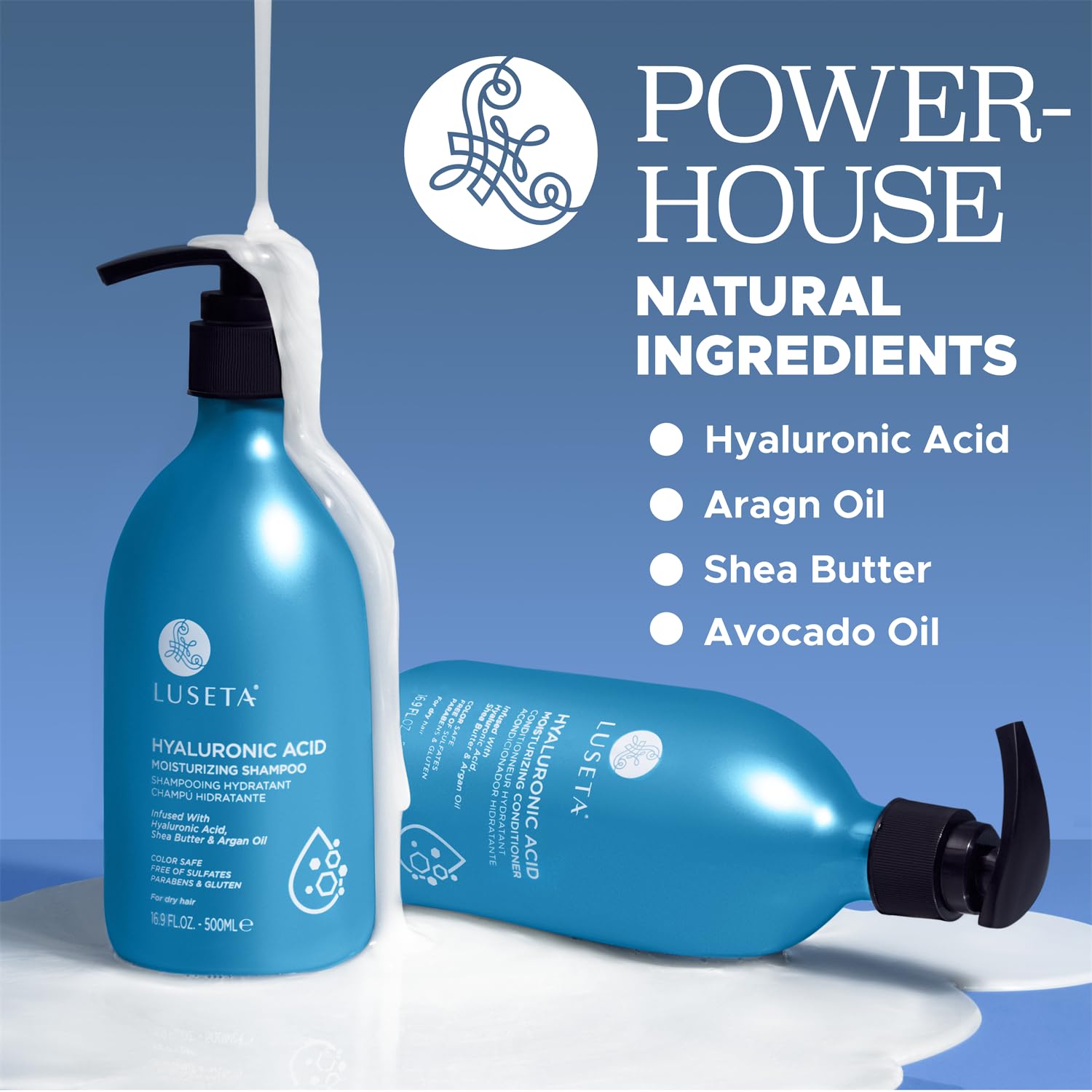 Luseta Biotin Shampoo and Conditioner for HairGrowth - Thickening Shampoo for Thinning Hair andHair Loss - Infused with Argan Oil to Repair DamagedDry Hair - Sulfate Free Paraben Free-2 x 16.9 fl oz