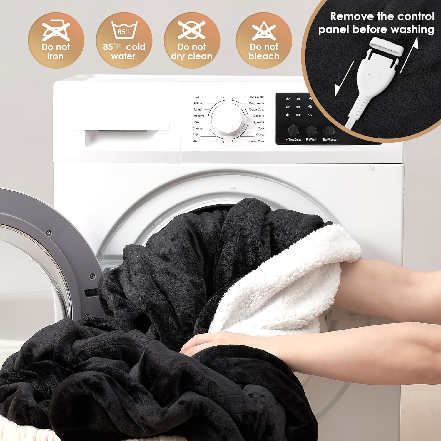 EHEYCIGA Heated Blanket Electric Blanket Throw - Heating Blanket with 9 Heating Levels & 10 Hours Auto Off, Soft Cozy Sherpa Washable Blanket with Fast Heating, 50 x 60 Inches