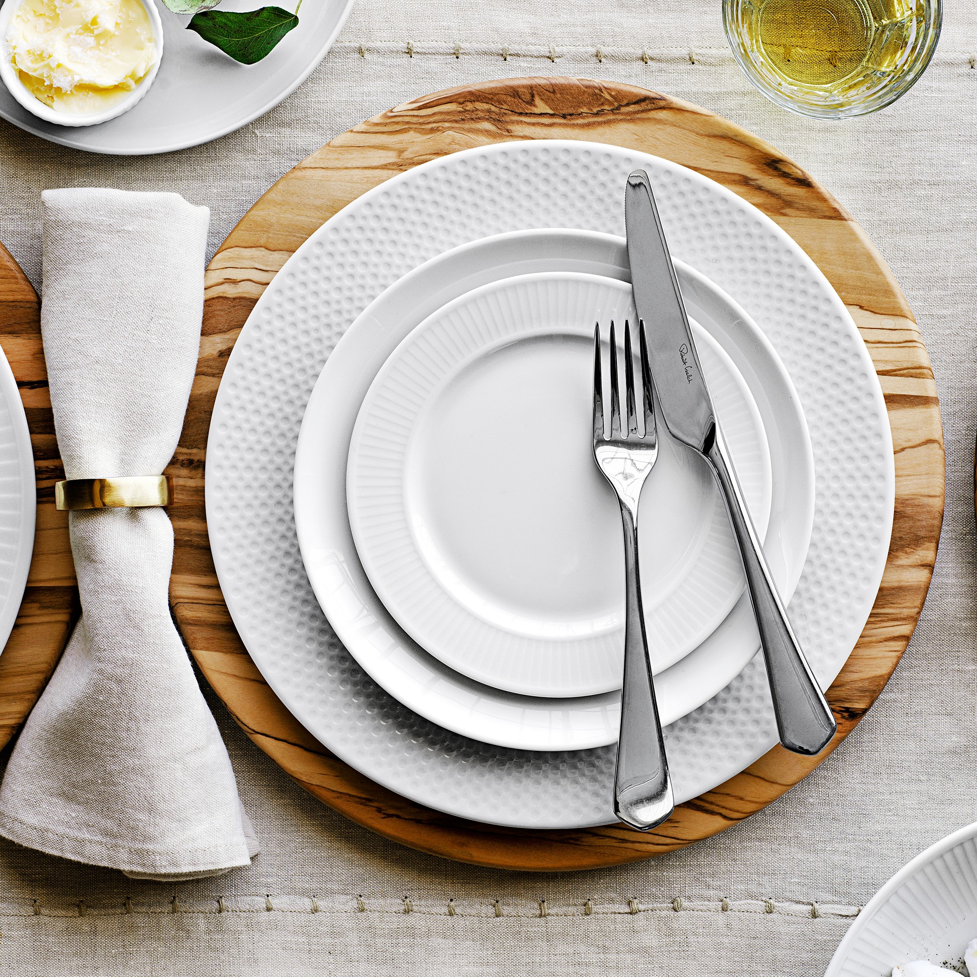 Pillivuyt Perle Porcelain Dinner Plates, Set of 4