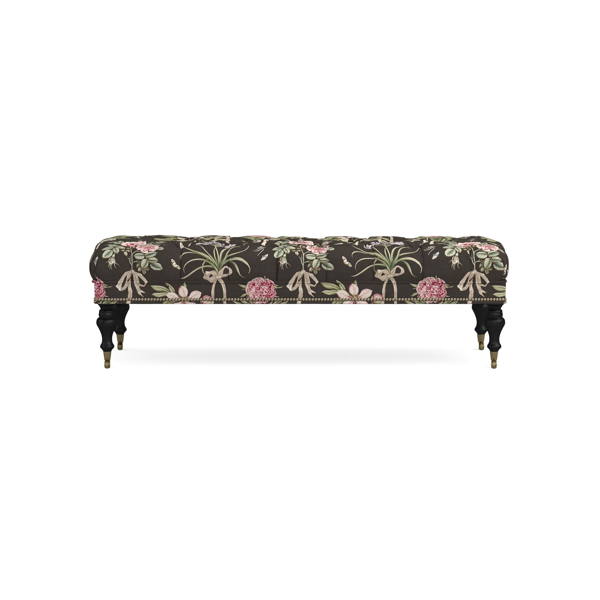 Sanderson x Giles Deacon Fairfax Bench Ottoman, Turned Leg with Tufted Top (26