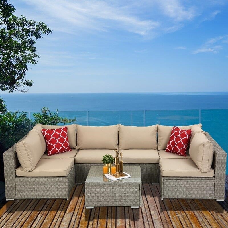 Polla Wicker/Rattan 4 - Person Seating Group with Cushions