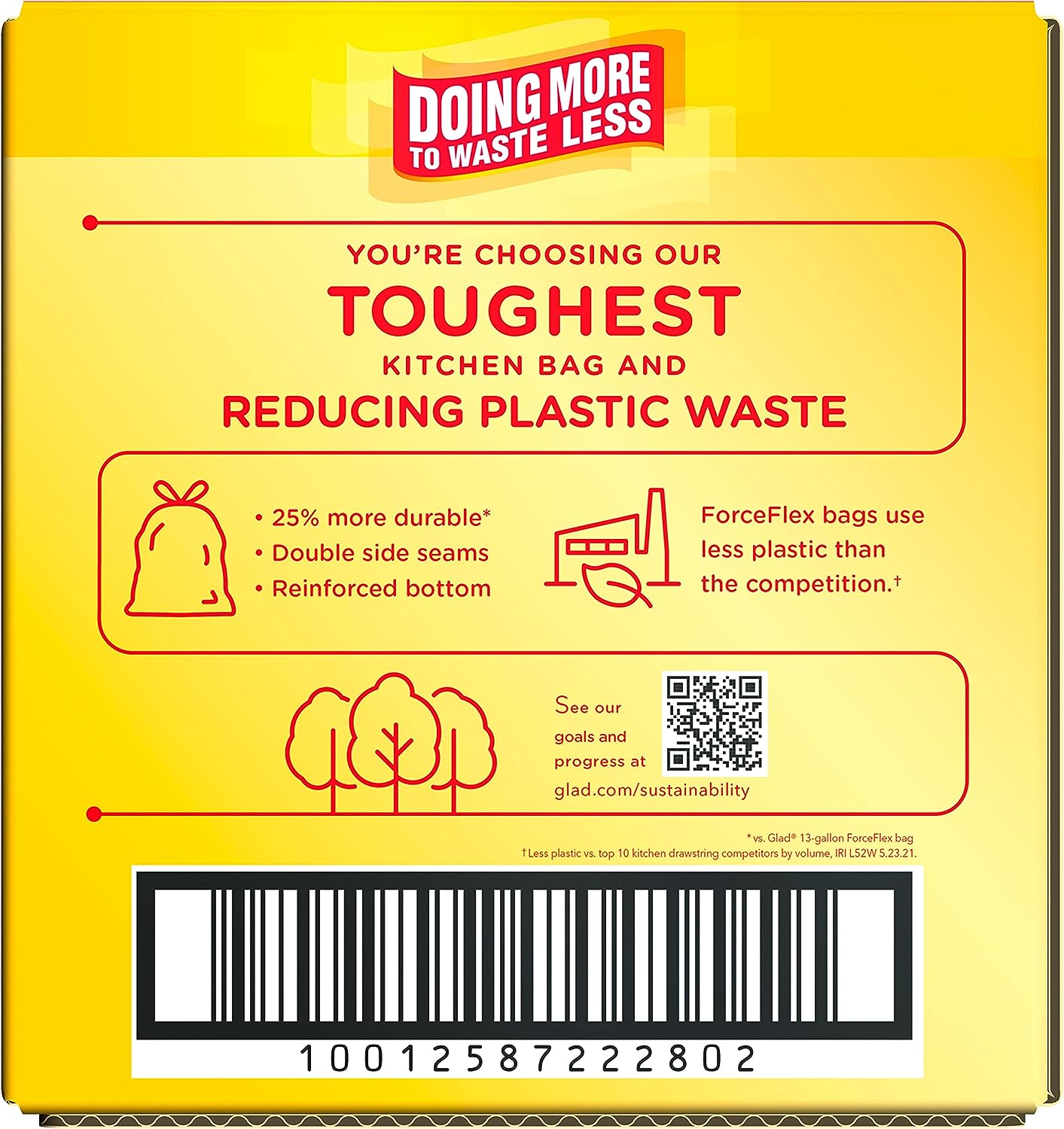 Glad ForceFlex MaxStrength Tall Kitchen Drawstring Trash Bags, 13 Gallon, Cherry Blossom with Febreze Freshness, 90 Count