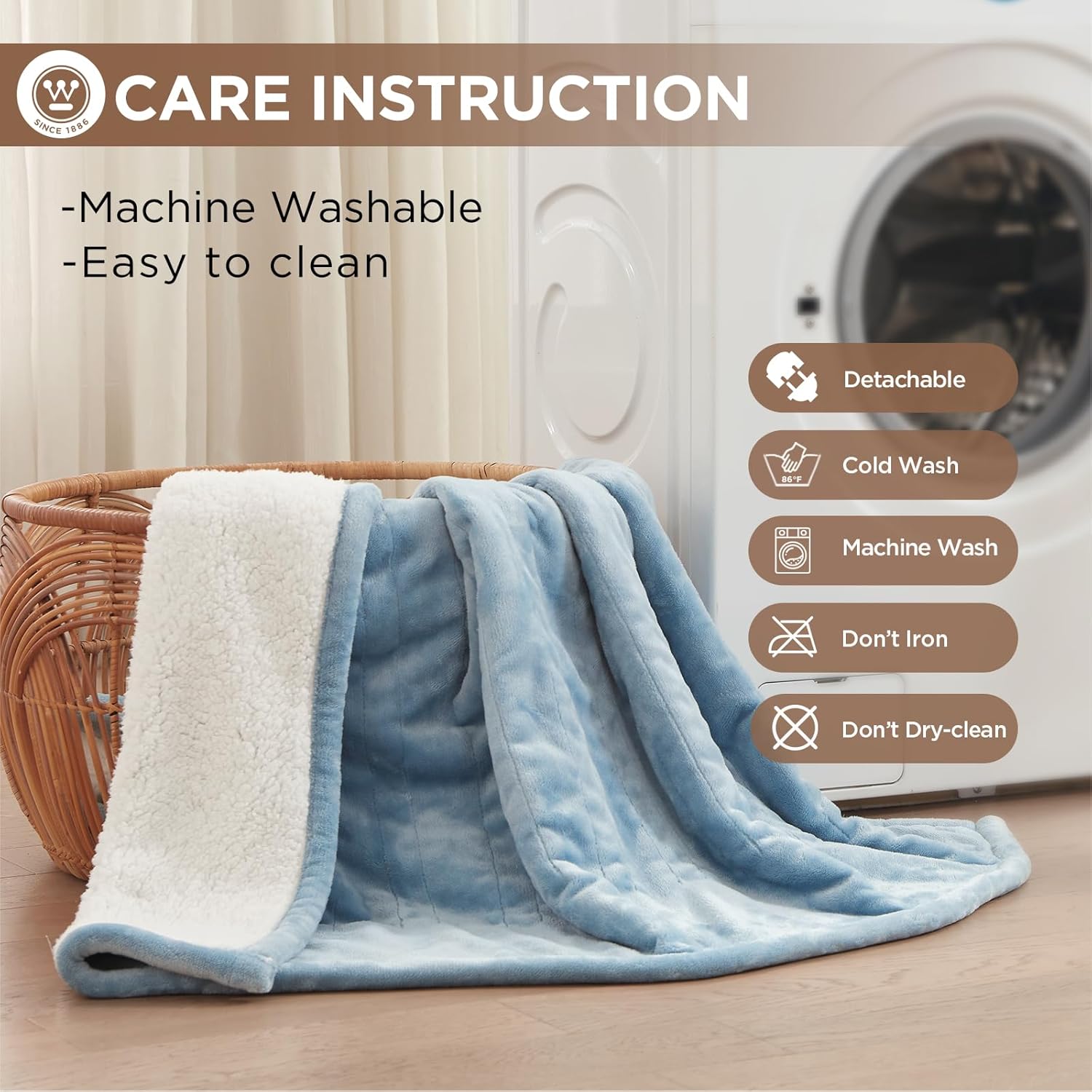 Westinghouse Heated Throw Blanket, Soft Flannel to Sherpa Electric Throw with 6 Heating Levels, 2-10 Hours Time Settings, Fast Heating, Machine Washable 50x60 Inch, Charcoal