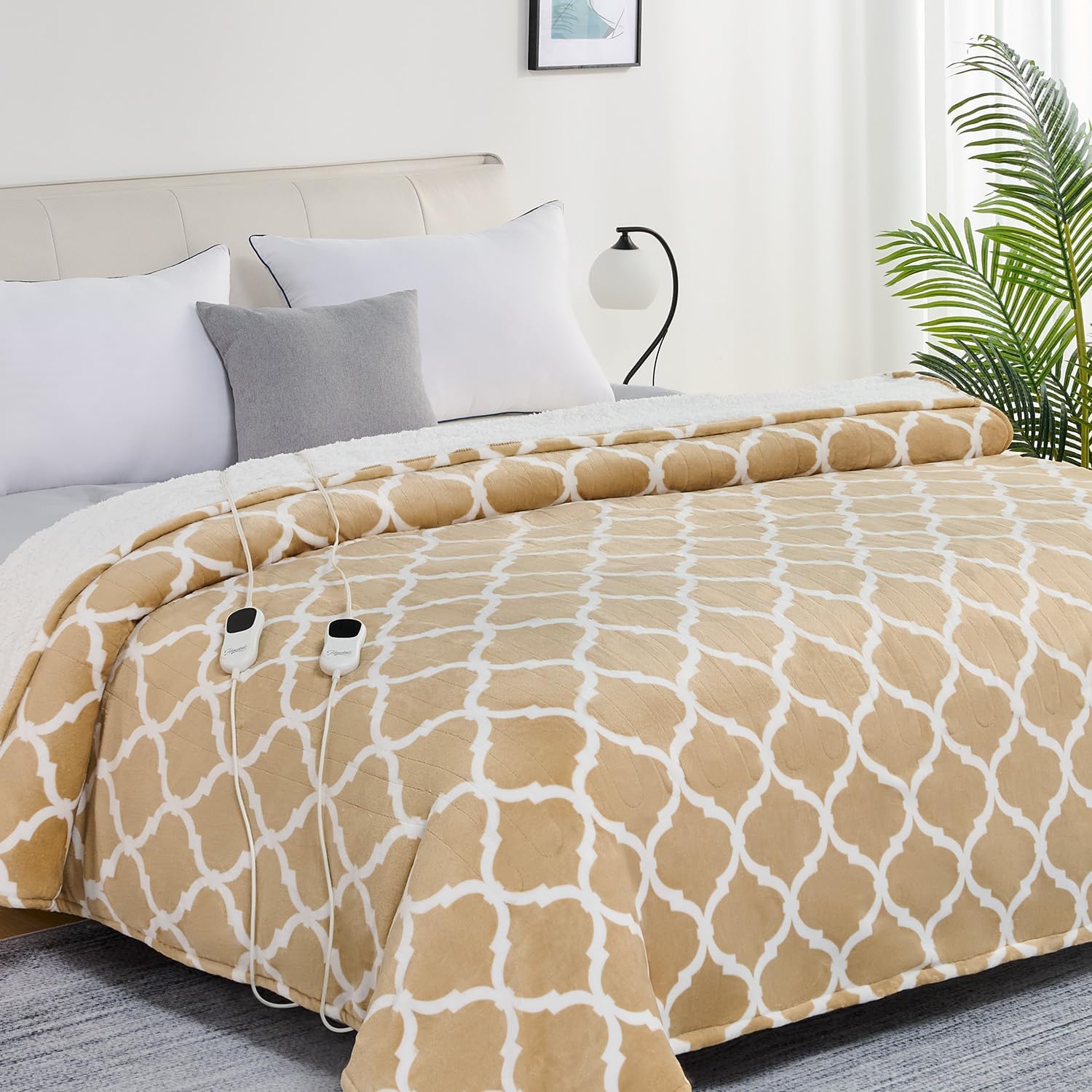 Homemate Heated Blanket Electric Throw - 50“x60“ Heating Blanket with 10 Fast Heat Levels 8 Hours Auto Off Soft Cozy Flannel Over-Heated Protection ETL Certification Keep Warming in Home