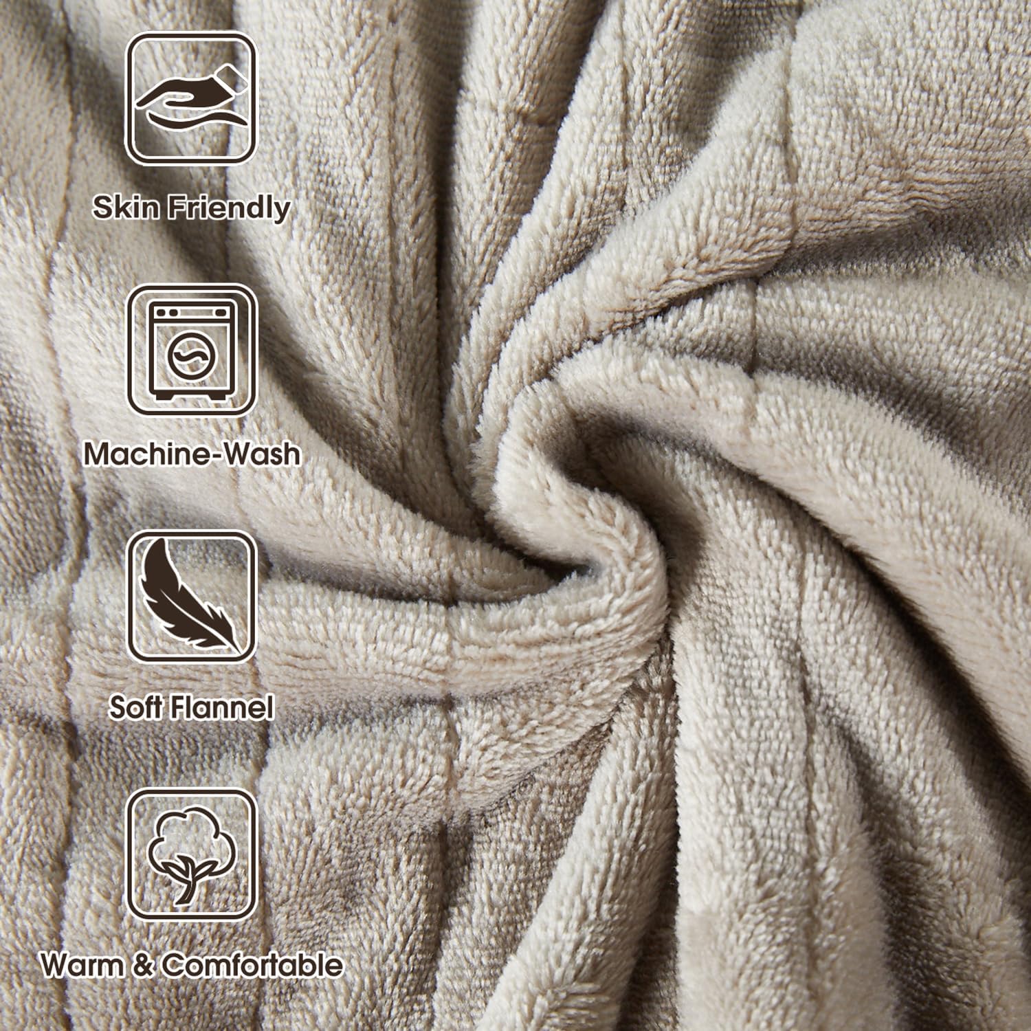 Tefici Electric Heated Blanket Throw, Super Cozy Soft 2-Layer Flannel 50