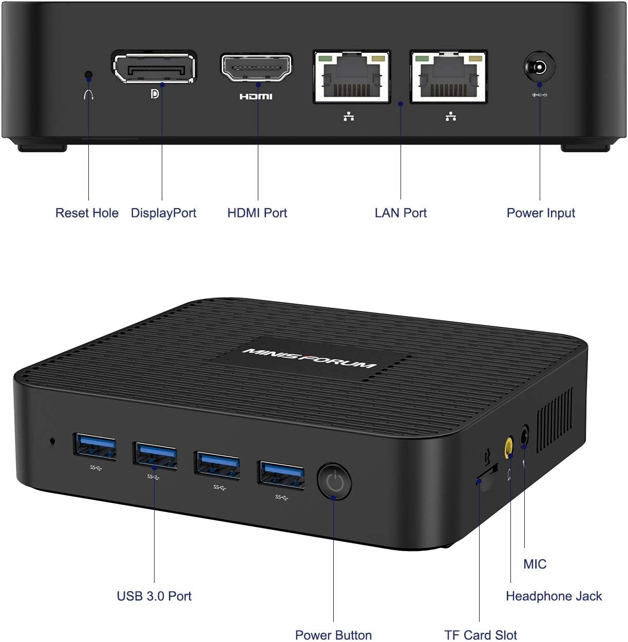 COOFUN Z83-W Mini PC, Atom x5-Z8350 Processor 2GB/32GB 1000Mbps LAN 2.4/5.8G Dual Band WiFi BT 4.0 with HDMI and VGA Ports, Windows 10,Fanless Computer