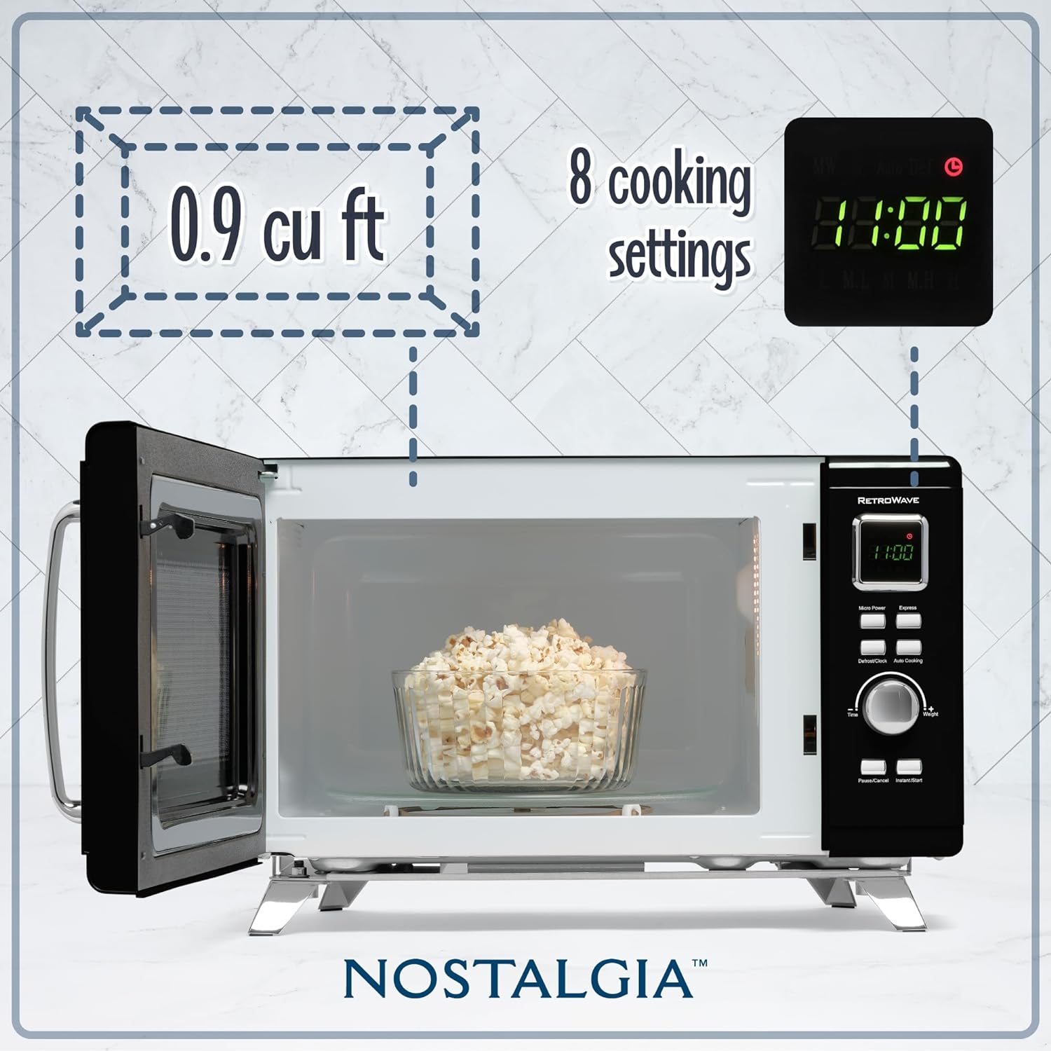 Nostalgia Retro Compact Countertop Microwave Oven - 0.7 Cu. Ft. - 700-Watts with LED Digital Display - Child Lock - Easy Clean Interior - Aqua