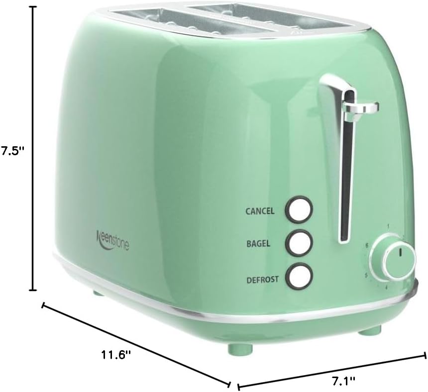 2 Slice Stainless Steel Toaster Retro with 6 Bread Shade Settings, Bagel, Cancel, Defrost Function, 2 Slice Toaster with Extra Wide Slot, Removable Crumb Tray, White