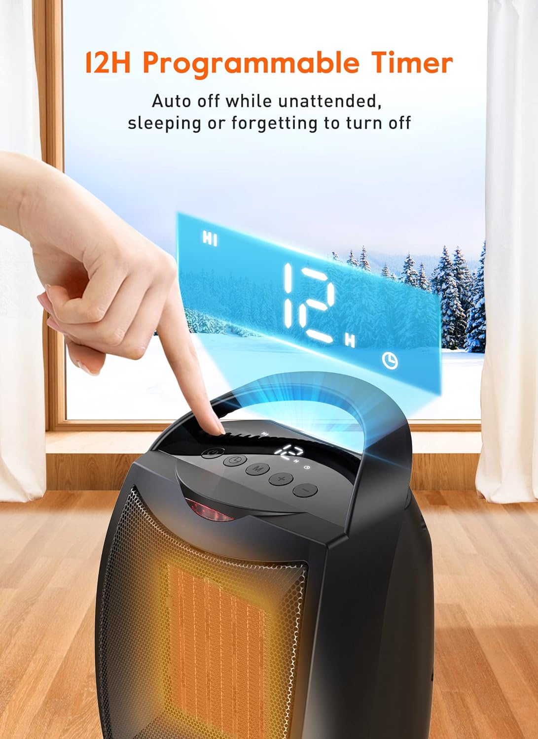 GiveBest Portable Electric Space Heater with Thermostat, 1500W/750W Safe and Quiet Ceramic Heater Fan, Heat Up 200 Square Feet for Office Room Desk Indoor Use, Silver