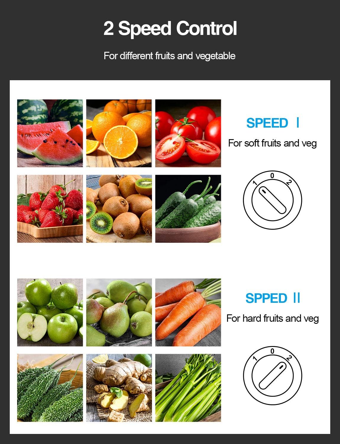 Qcen Juicer Machine, 800W Centrifugal Juicer Extractor with Wide Mouth 3” Feed Chute for Fruit Vegetable, Easy to Clean, Stainless Steel, BPA-free (Black)