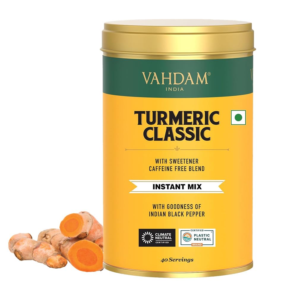 VAHDAM, Organic Turmeric Ginger Herbal Tea Bags (100 Pyramid Tea Bags) Caffeine Free, Non GMO, Gluten Free | 100% Pure Herbal Blend - Savory & Spicy | Plant-Based Tea Bags | Resealable Ziplock Pouch