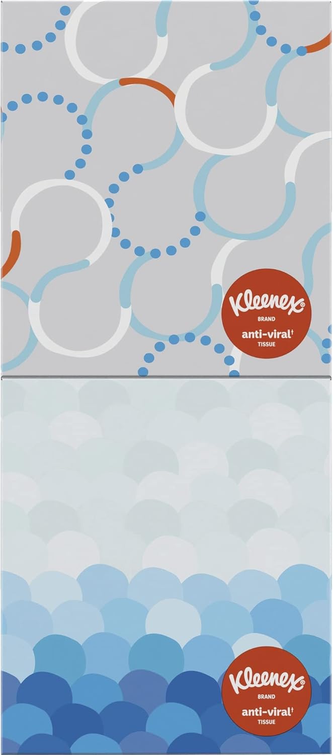 Kleenex Anti-Viral Facial Tissues, Classroom or Office Tissue, 18 Cube Boxes, 55 Tissues per Box, 3-Ply (990 Total Tissues)