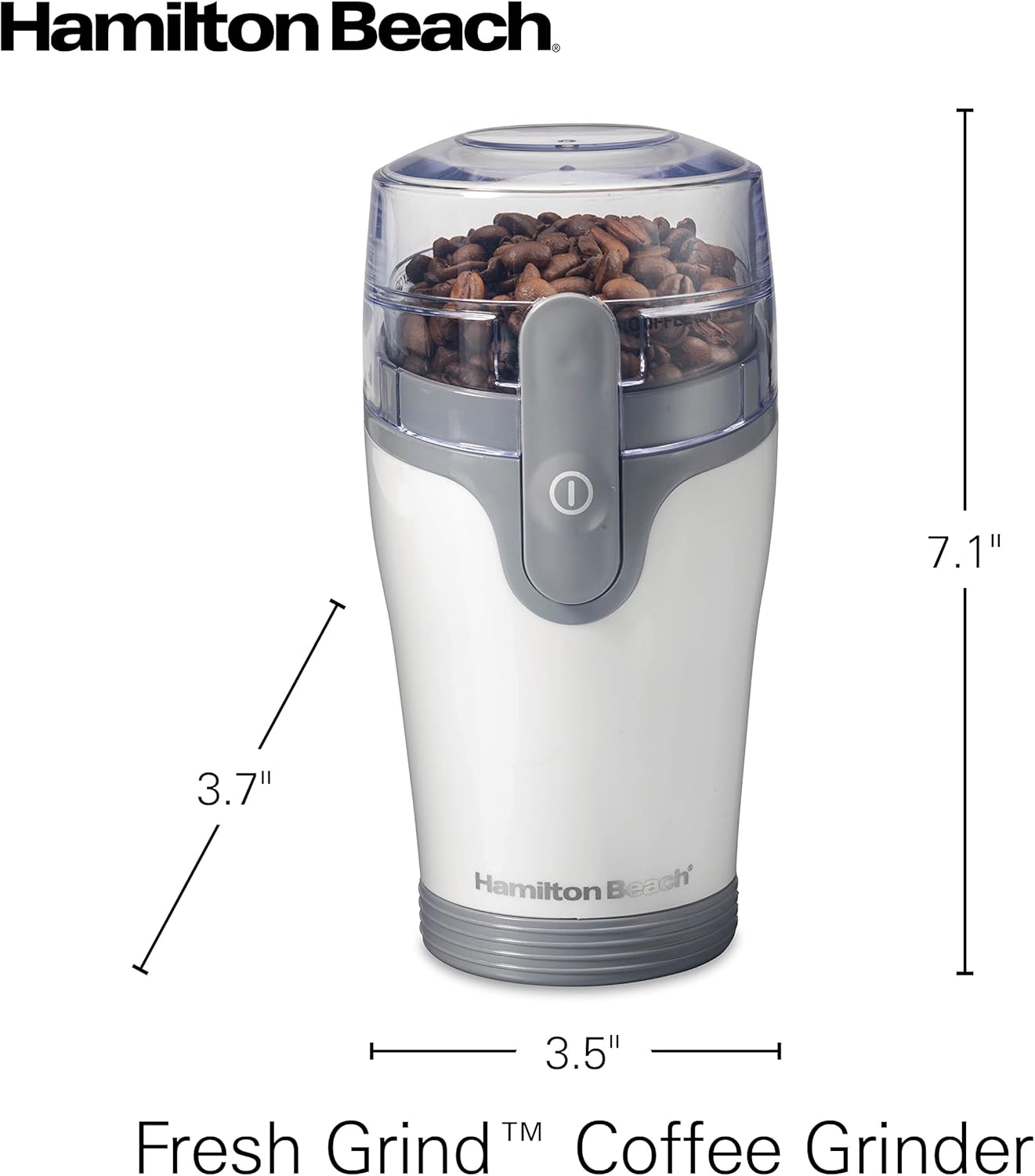 Hamilton Beach Fresh Grind Electric Coffee Grinder for Beans, Spices and More, Stainless Steel Blades, Removable Chamber, Makes up to 12 Cups, Black