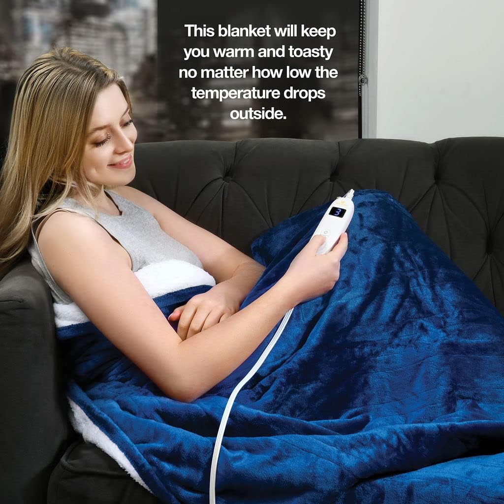 Medical king Heated Blanket, Machine Washable Extremely Soft & Comfortable Electric Blanket Throw Fast Heating with Hand Controller 10 Heating Settings & auto Shut-Off (Gray, 50 x 60)