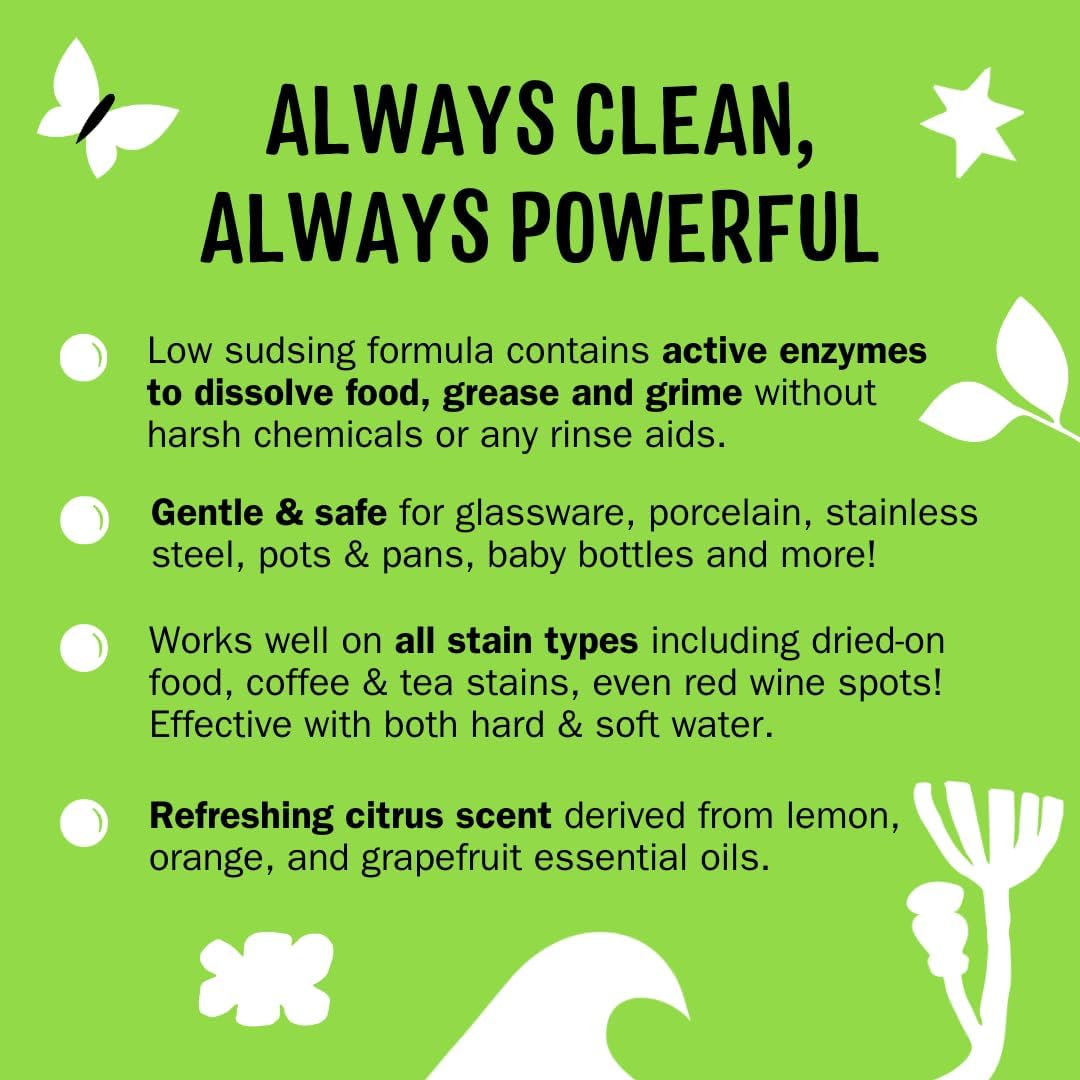 Molly's Suds Dishwasher Pods | Natural Dishwasher Detergent, Cuts Grease & Rinses Clean (Residue-Free) for Sparkling Dishes | 60 Auto-Release Tabs (Unscented)