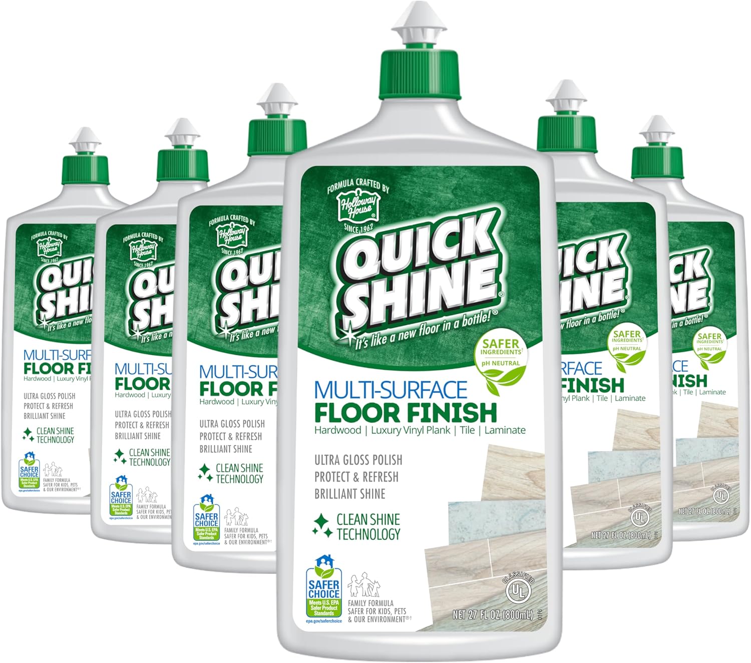 Quick Shine Multi Surface Floor Finish 64oz | Cleaner & Polish to use on Hardwood, Laminate, Luxury Vinyl Plank LVT, Tile & Stone