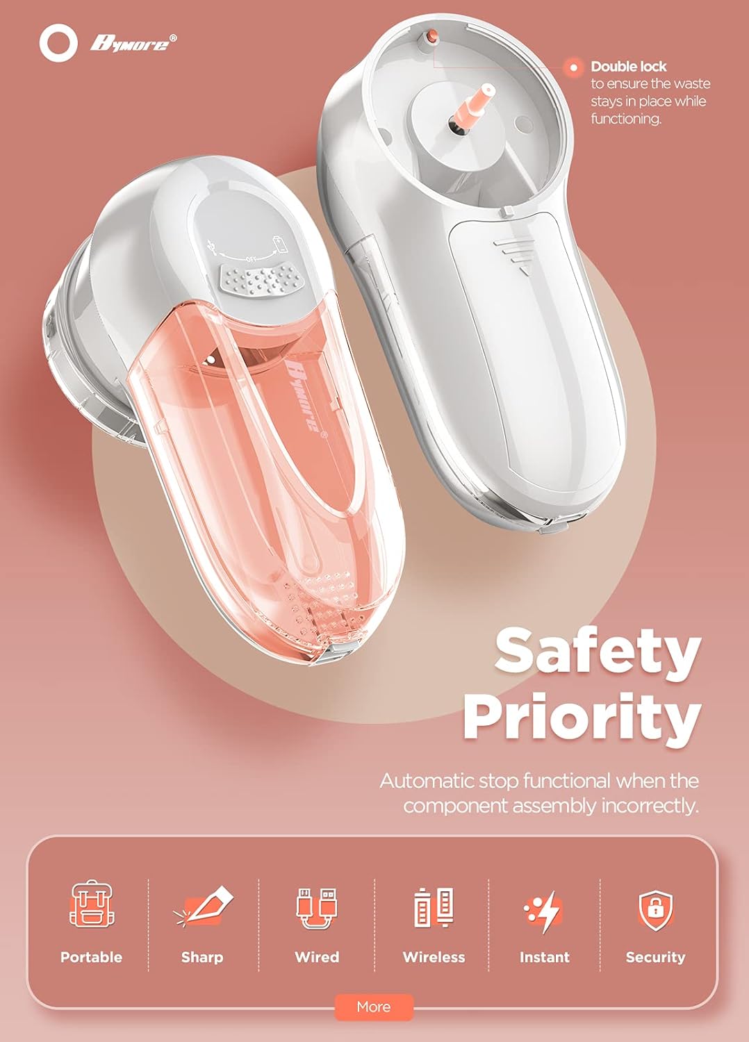 Bymore Fabric Shaver, Lint Remover, Lint Shaver Defuzzer Sweater Shaver for Clothes and Furniture AC Adapter or Battery Operated Pill Fuzz Remover