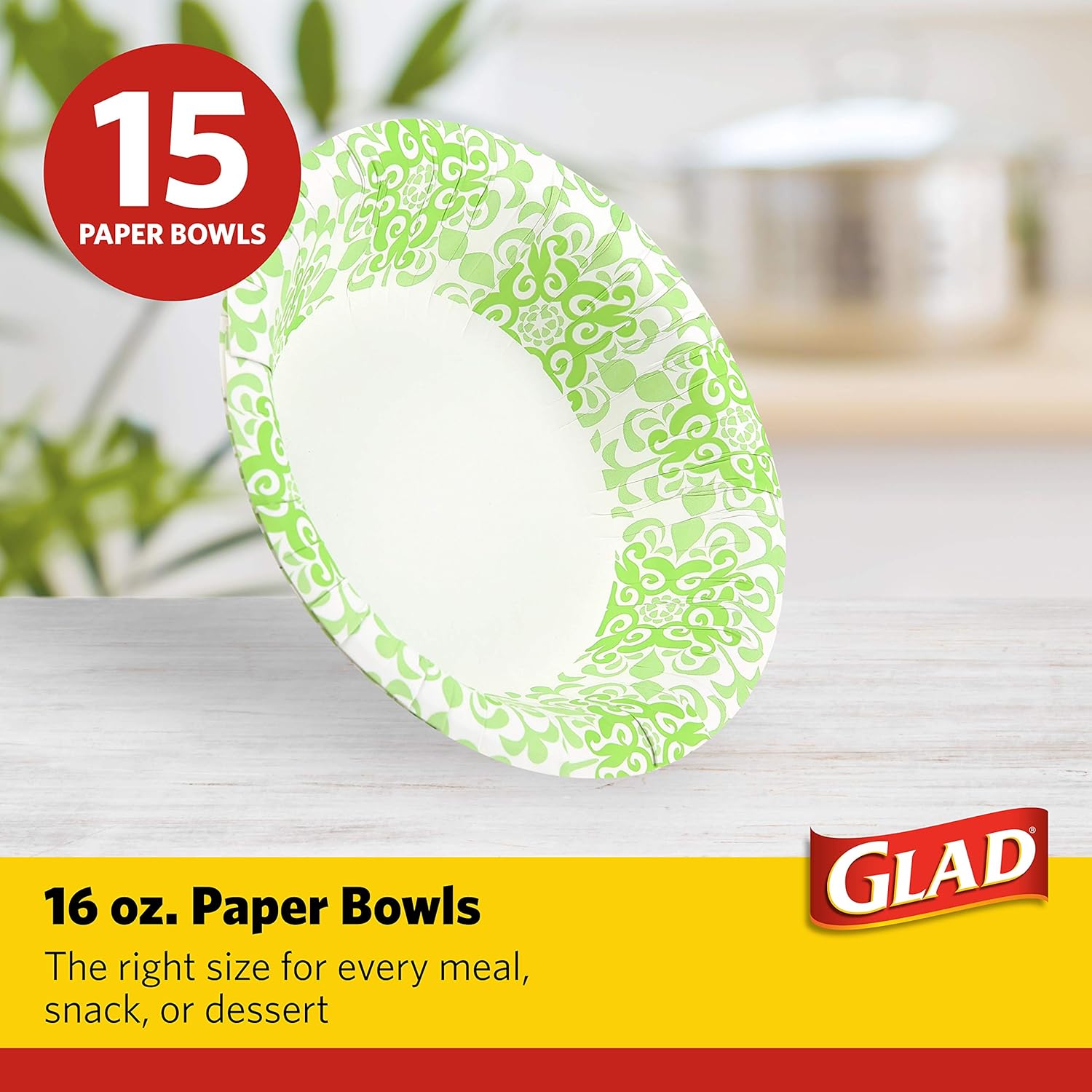 Glad Paper Bowls With Purple Victorian Design, 20Count | Disposable Paper Bowls for Parties & Picnics In Victorian Print | Microwave Safe Disposable Purple & White Bowls