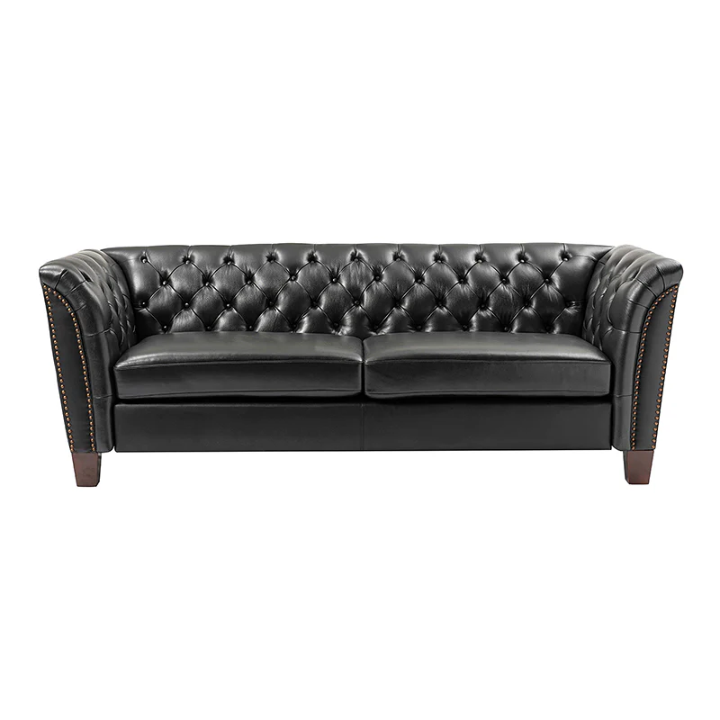 Patricio Tufted Genuine Leather Elegant Design Classic Chesterfield Sofa