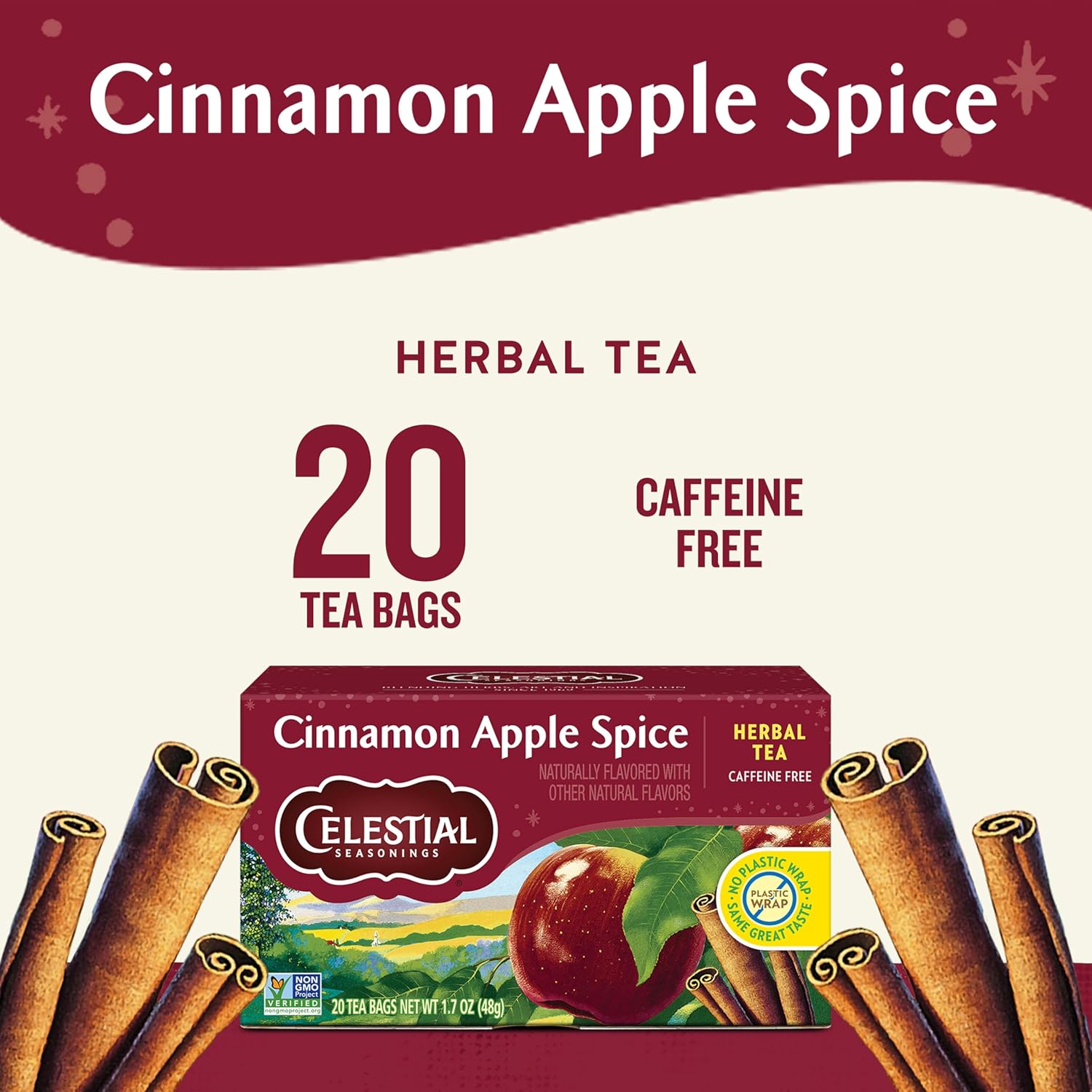 Celestial Seasonings Bengal Spice Herbal Tea, Caffeine Free, 20 Tea Bags Box, (Pack of 6)