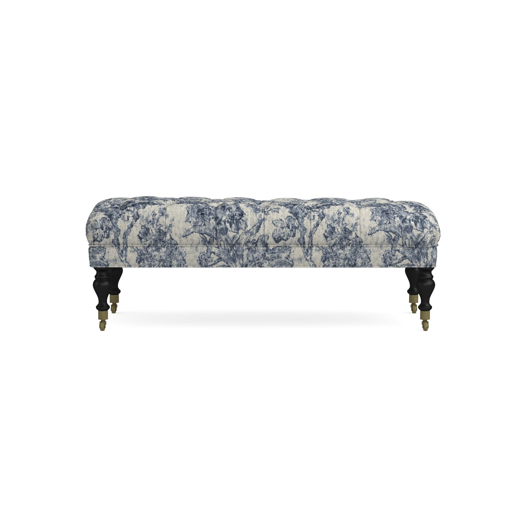 Sanderson x Giles Deacon Fairfax Bench Ottoman, Turned Leg with Tufted Top (26