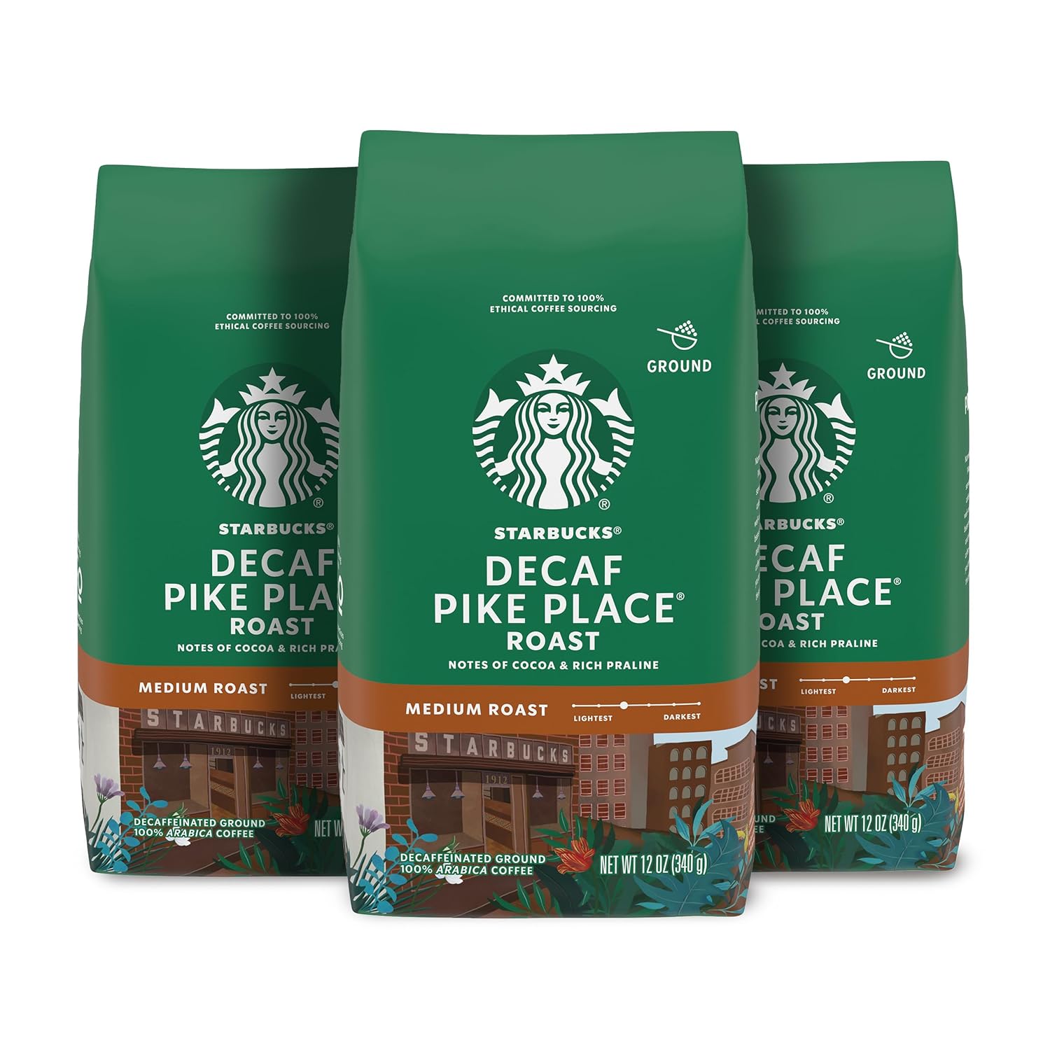 Starbucks Ground Coffee, Medium Roast Coffee, Pike Place Roast, 100% Arabica, 1 Bag (28 Oz)