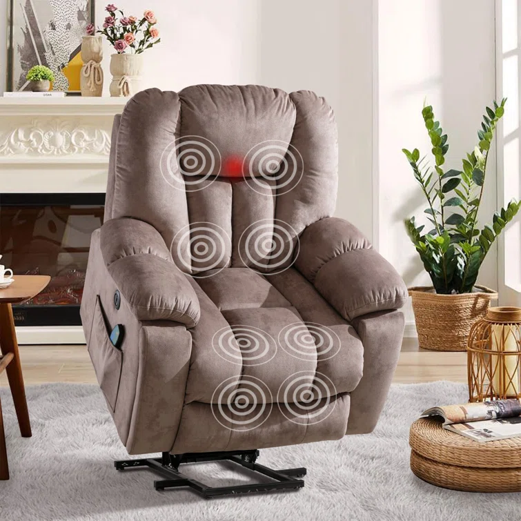 41'' Oversized Power Lift Chair - Heated Massage Electric Recliner with Super Soft Padding