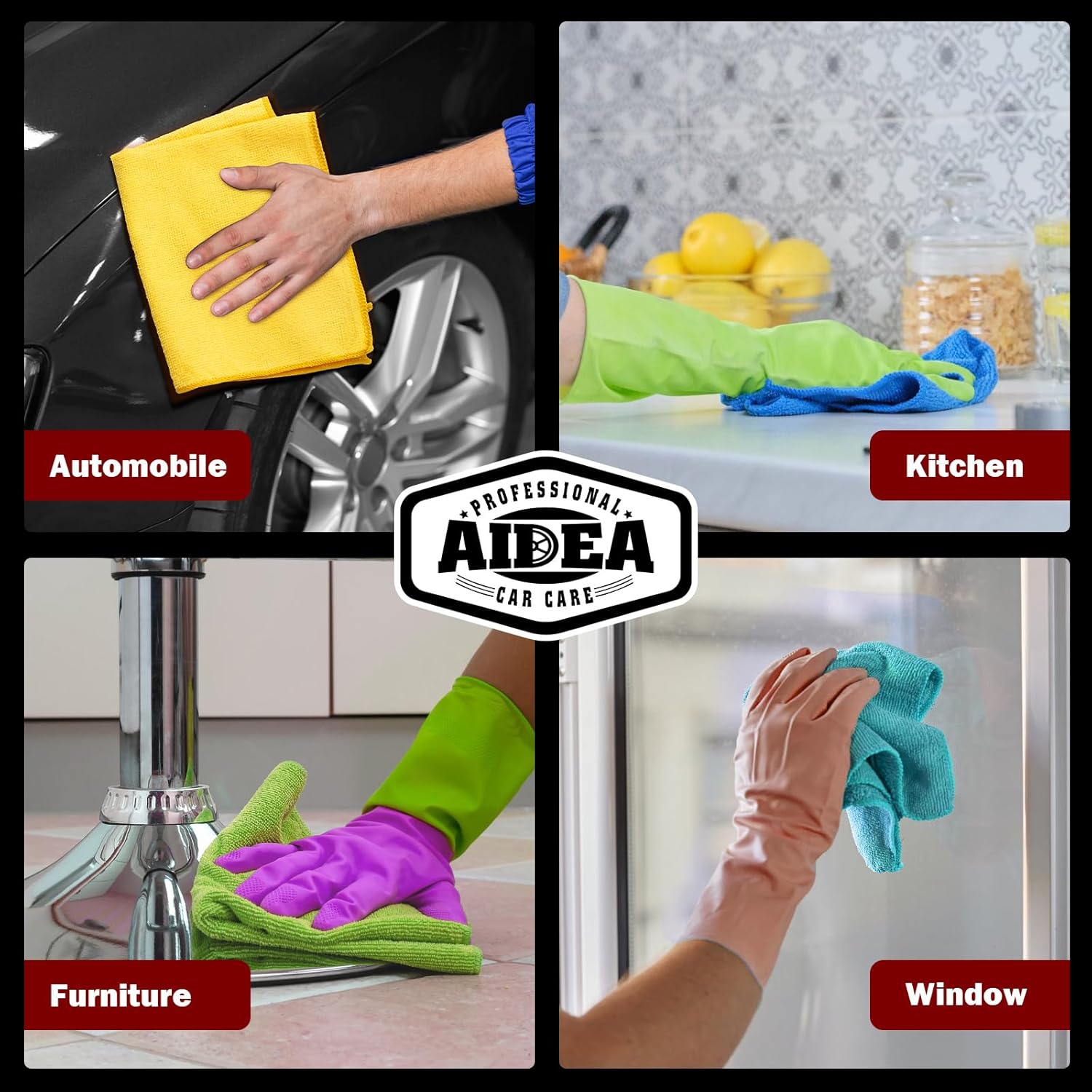 AIDEA Microfiber Cleaning Cloths-50PK, Microfiber Towels for Cars, Premium All-Purpose Car Cloth, Dusting Cloth Cleaning Rags, Absorbent Microfiber Cloth for SUVs, House, Kitchen, Window-12×12