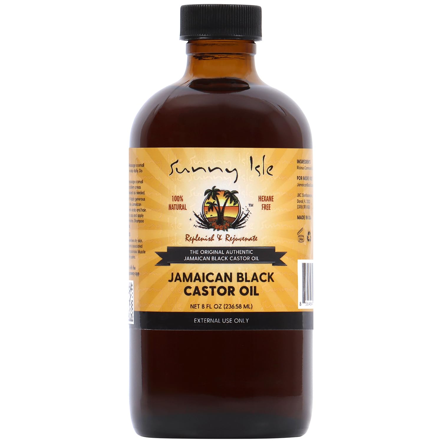 Sunny Isle Jamaican Black Castor Oil 4oz | 100% Natural Treatment for Hair, Scalp and Skin