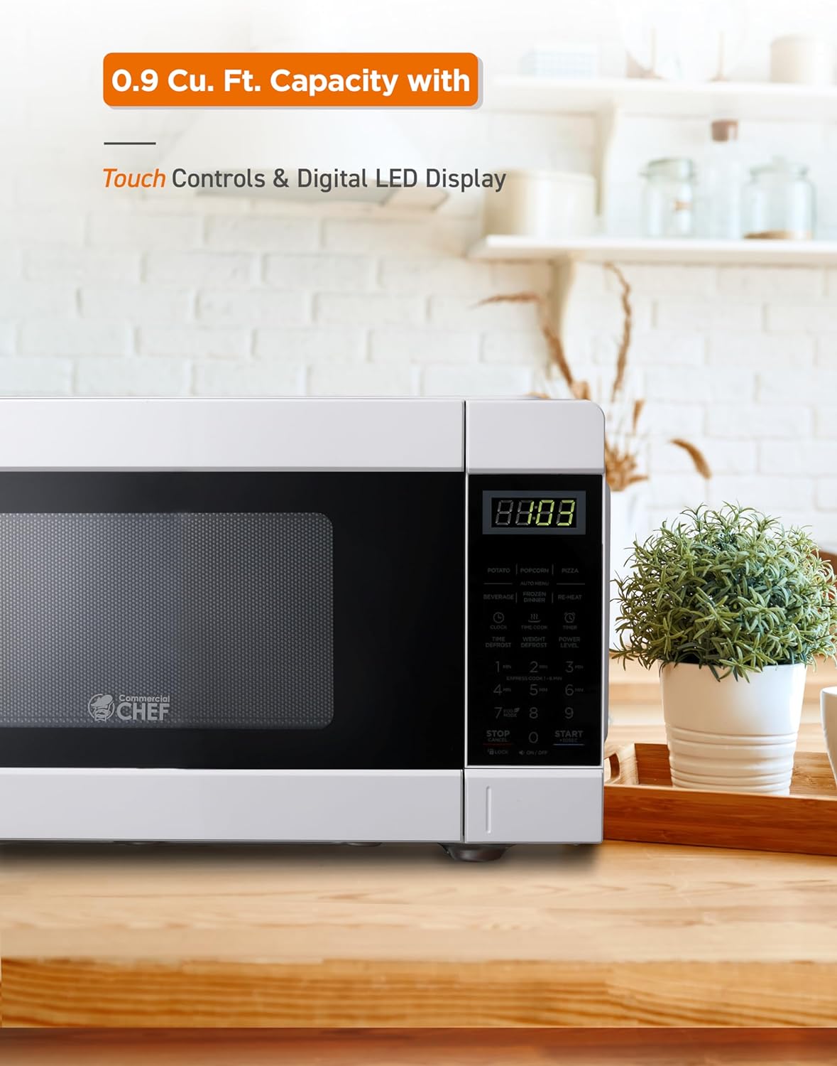 COMMERCIAL CHEF 0.6 Cubic Foot Microwave with 6 Power Levels, Small Microwave with Grip Handle, 700W Countertop Microwave with 30 Minute Timer and Mechanical Dial Controls, White