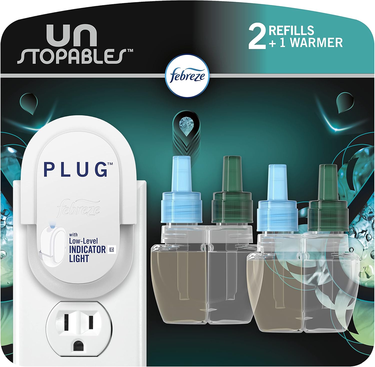 Febreze Unstopables Odor-Fighting Plug Air Freshener, Fresh, (3) .87 fl. oz. Oil Refills