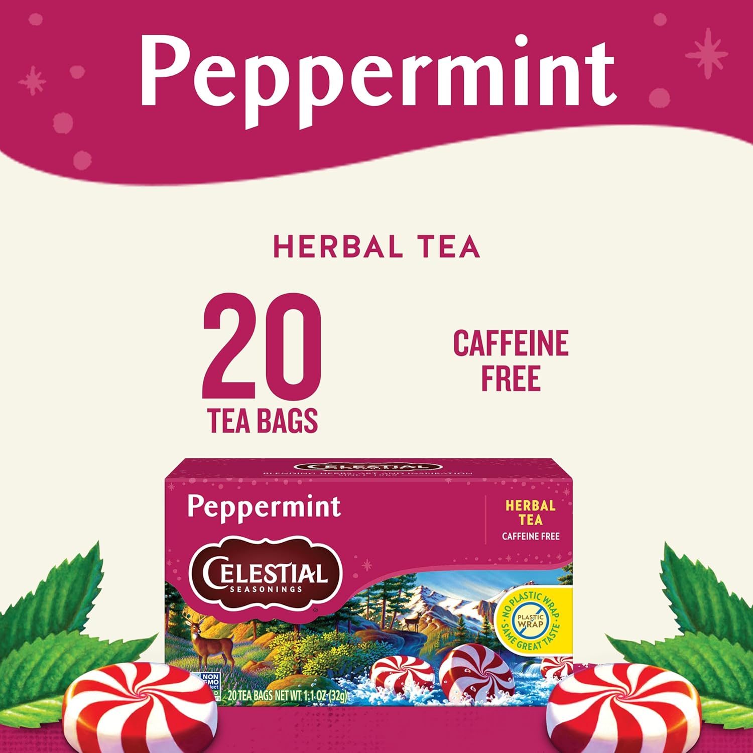 Celestial Seasonings Bengal Spice Herbal Tea, Caffeine Free, 20 Tea Bags Box, (Pack of 6)
