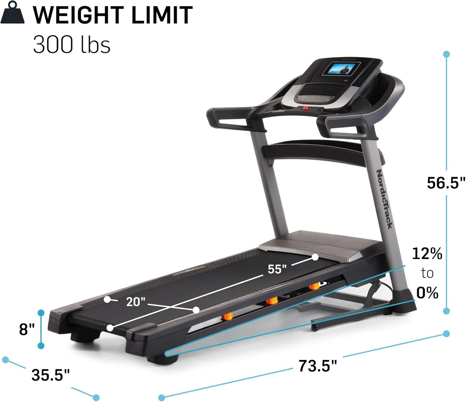 NordicTrack T Series: Perfect Treadmills for Home Use, Walking or Running Treadmill with Incline, Bluetooth Enabled, 300 lbs User Capacity