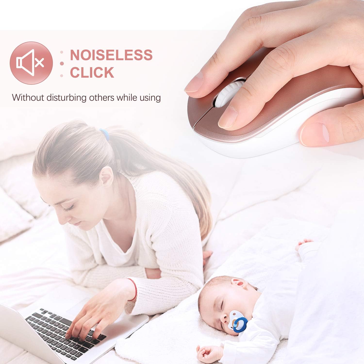 seenda Wireless Mouse, 2.4G Noiseless Mouse with USB Receiver - Portable Computer Mice for PC, Tablet, Laptop with Windows System - Mint Green