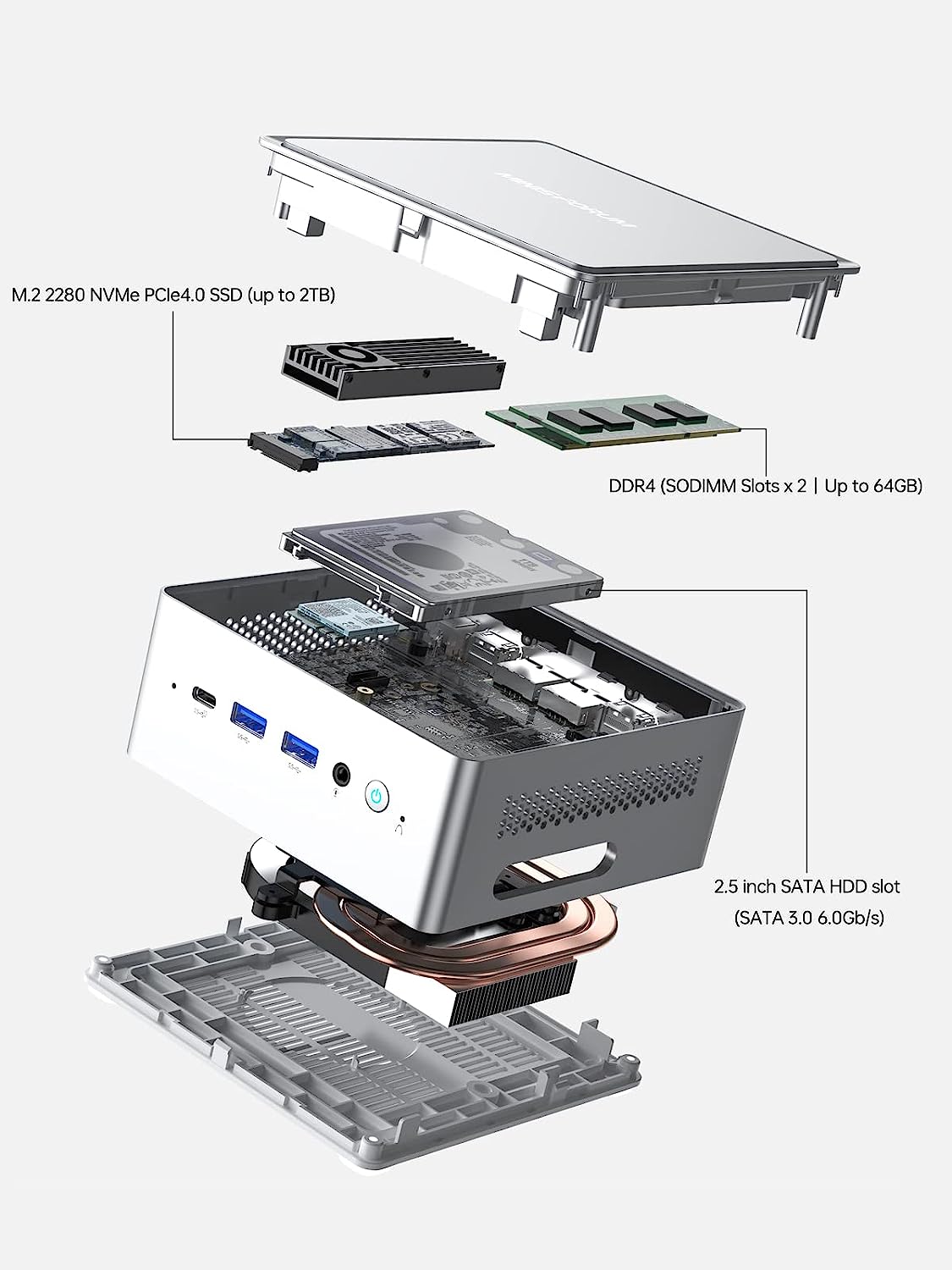 COOFUN Z83-W Mini PC, Atom x5-Z8350 Processor 2GB/32GB 1000Mbps LAN 2.4/5.8G Dual Band WiFi BT 4.0 with HDMI and VGA Ports, Windows 10,Fanless Computer