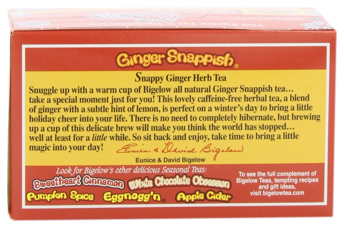 Bigelow Tea Lemon Ginger plus Probiotics Herbal Tea, Caffeine Free Tea with Lemon and Ginger, 18 Count Box (Pack of 6), 108 Total Tea Bags