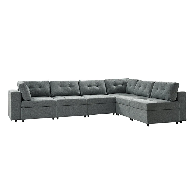 Raquel Sectional Six-Seat Storage Full Armrests Sofa