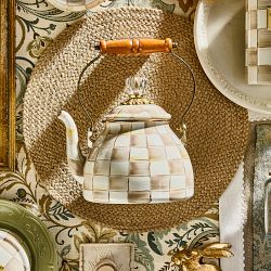 MacKenzie-Childs Mocha Check Tea Kettle