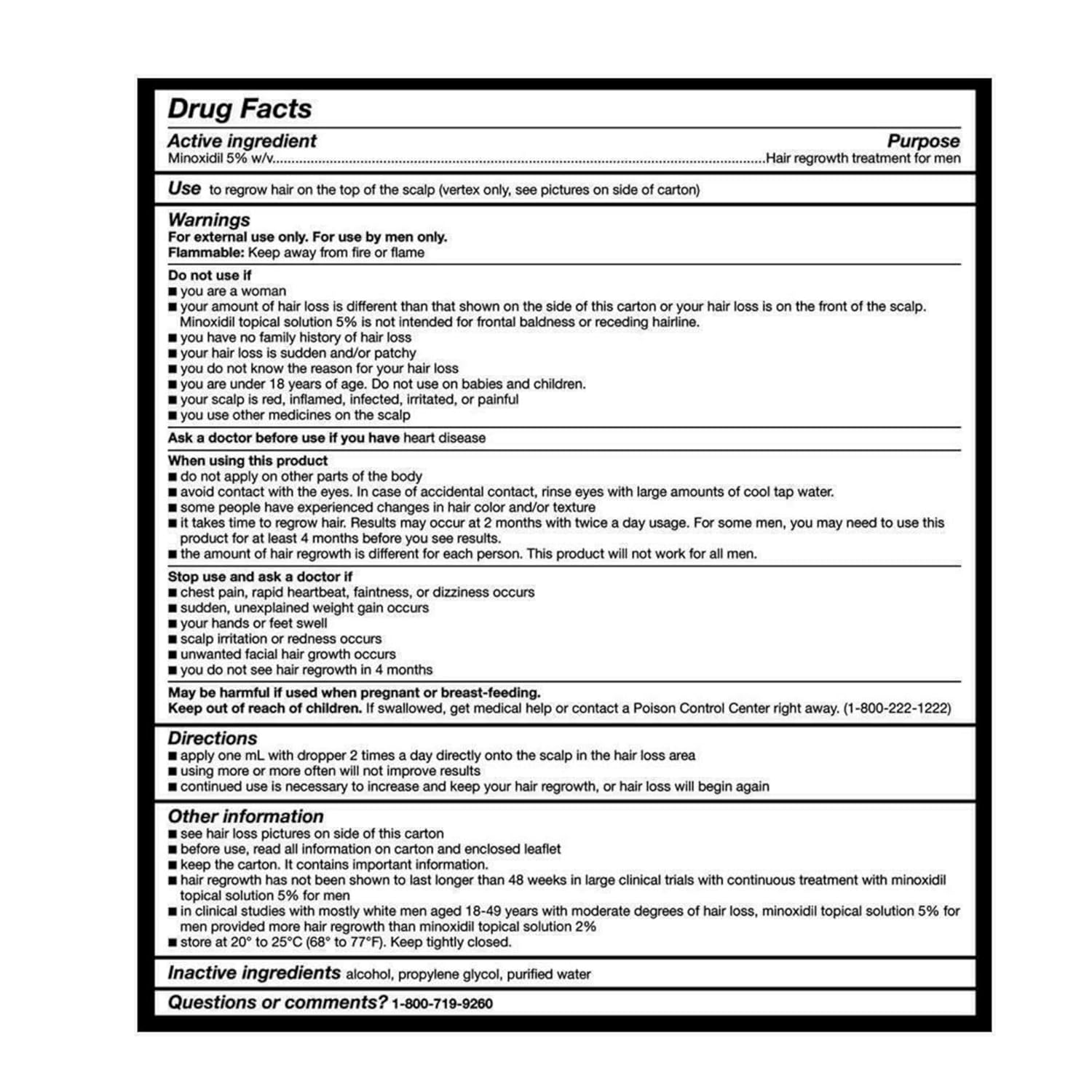 Minoxidil-5% Extra Strength Hair Regrowth for Men, 6 Month Supply