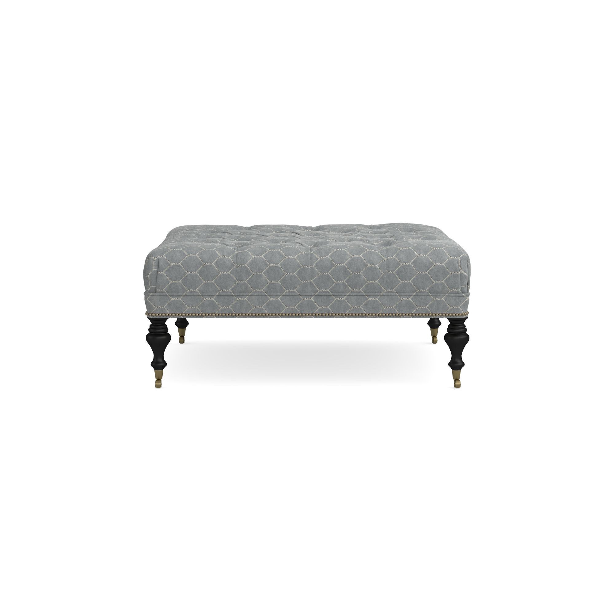 Sanderson x Giles Deacon Fairfax Bench Ottoman, Turned Leg with Tufted Top (26