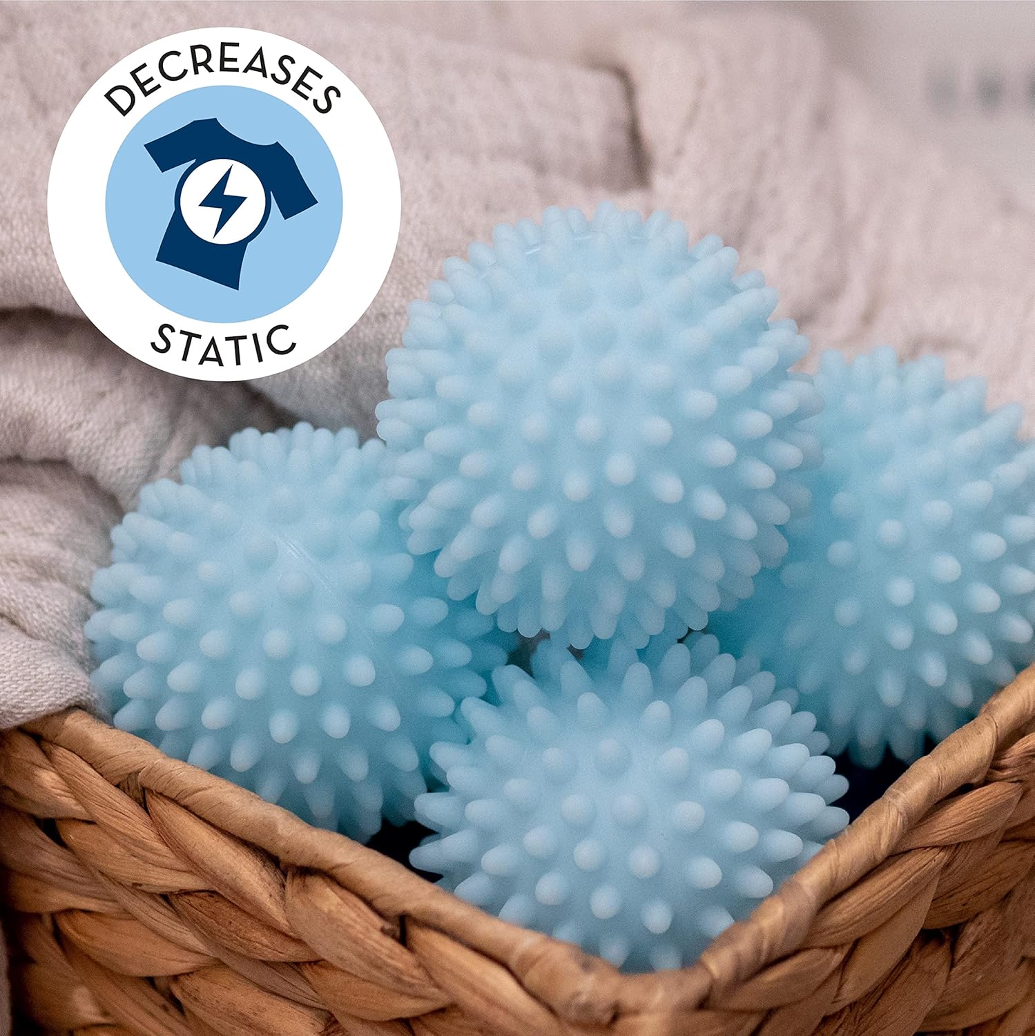 S&T INC. Reusable Dryer Balls, Fabric Softener for Laundry, Blue, 2.5 in, 6 Pack