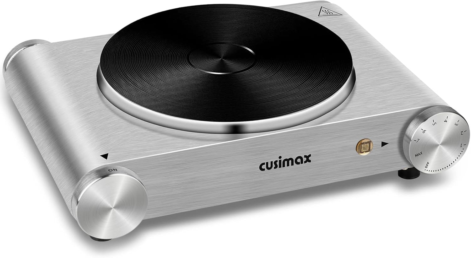 CUSIMAX Electric Hot Plate for Cooking Portable Single Burner 1500W Cast Iron hot plates Heat-up in Seconds Adjustable Temperature Control Stainless Steel Non-Slip Rubber Feet Upgraded Version B101