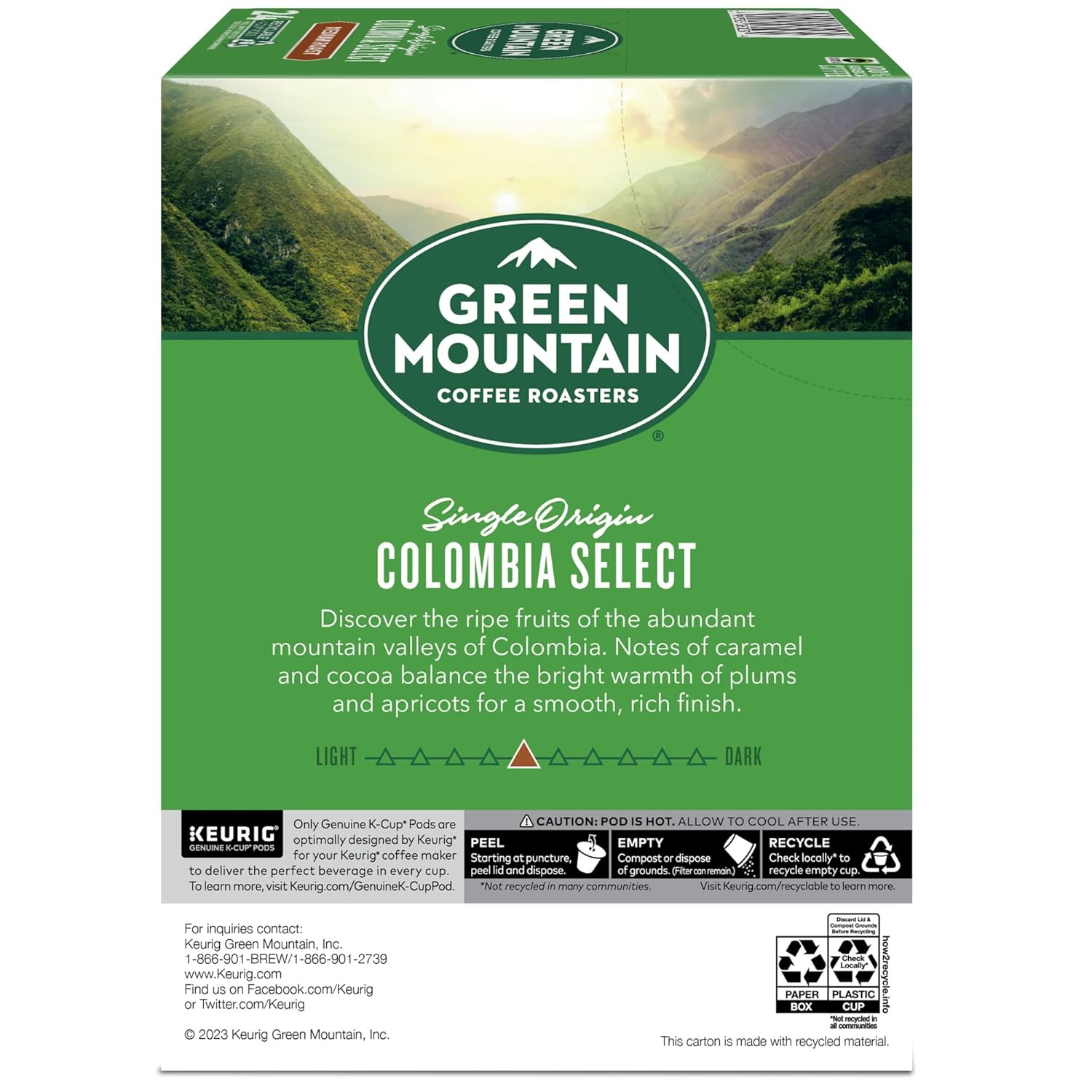Green Mountain Coffee Roasters Half Caff Keurig Single-Serve K-Cup pods, Medium Roast Coffee, 72 Count (6 Packs of 12)