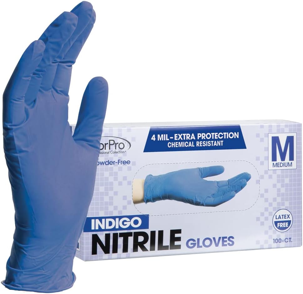 ForPro Professional Collection Disposable Nitrile Gloves, Chemical Resistant, Powder-Free, Latex-Free, Non-Sterile, Food Safe, 4 Mil, Black, Large, 100-Count