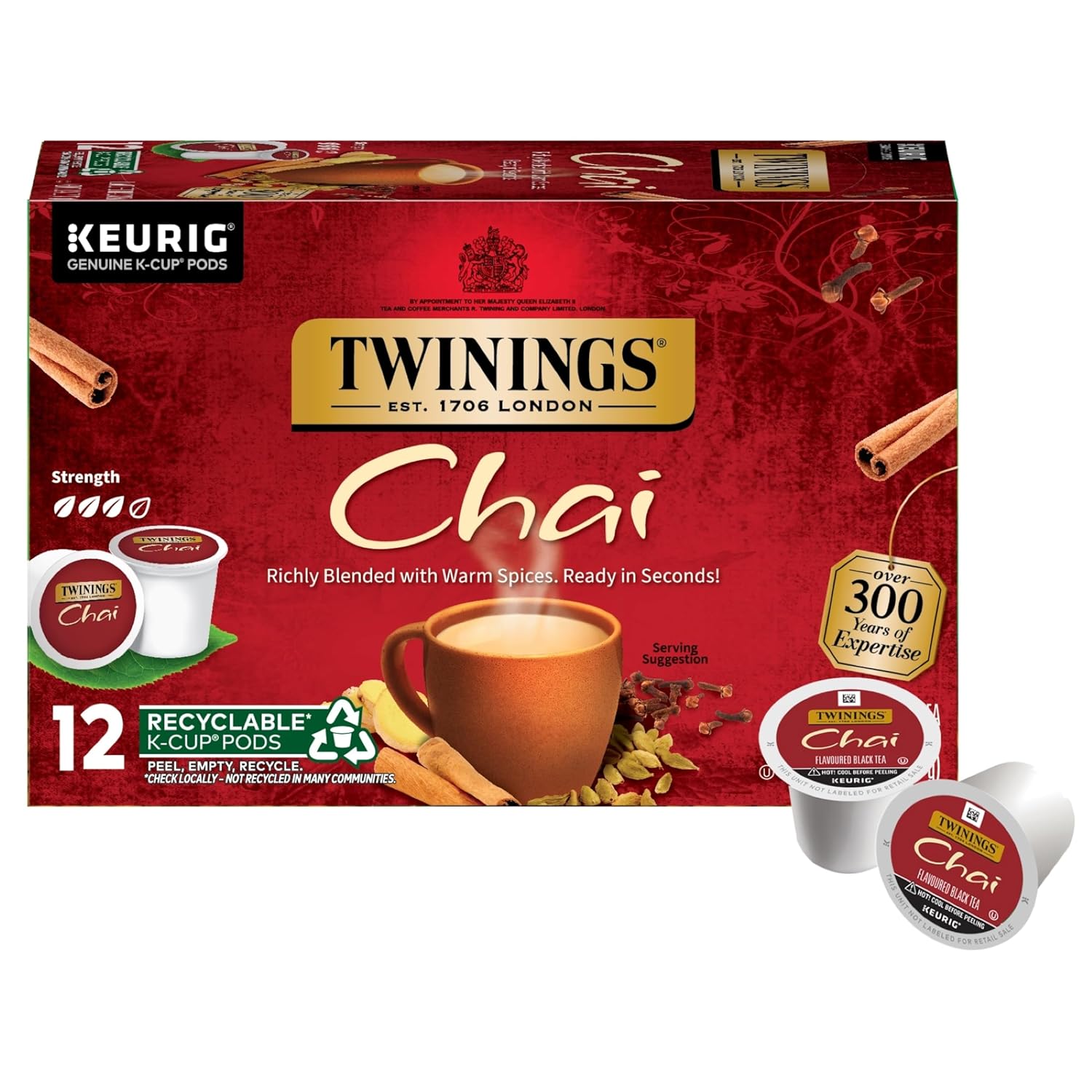 Twinings English Breakfast Black Tea K-Cup Pods for Keurig, 24 Count (Pack of 1), Smooth, Flavourful, Robust, Caffeinated, Enjoy Hot or Iced | Packaging May Vary
