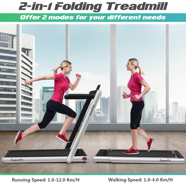 2 in 1 Folding Treadmill with Bluetooth Speaker Remote Control