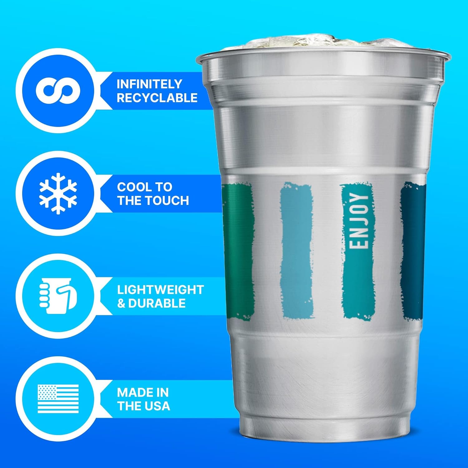 Ball Aluminum Cup Recyclable Party Cups, 20 oz. Cup, 30 Cups Per Pack