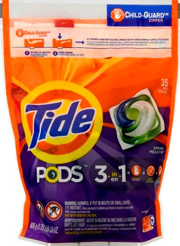 Tide PODS Liquid Laundry Detergent Soap Pacs, Powerful 3-in-1 Clean in One Step, He Compatible, Spring Meadow Scent, 76 Count